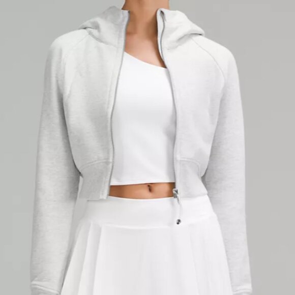 lululemon athletica Tops - LULULEMON Scuba Full-Zip Cropped Hoodie Heathered Core Ultra Light Grey NWT